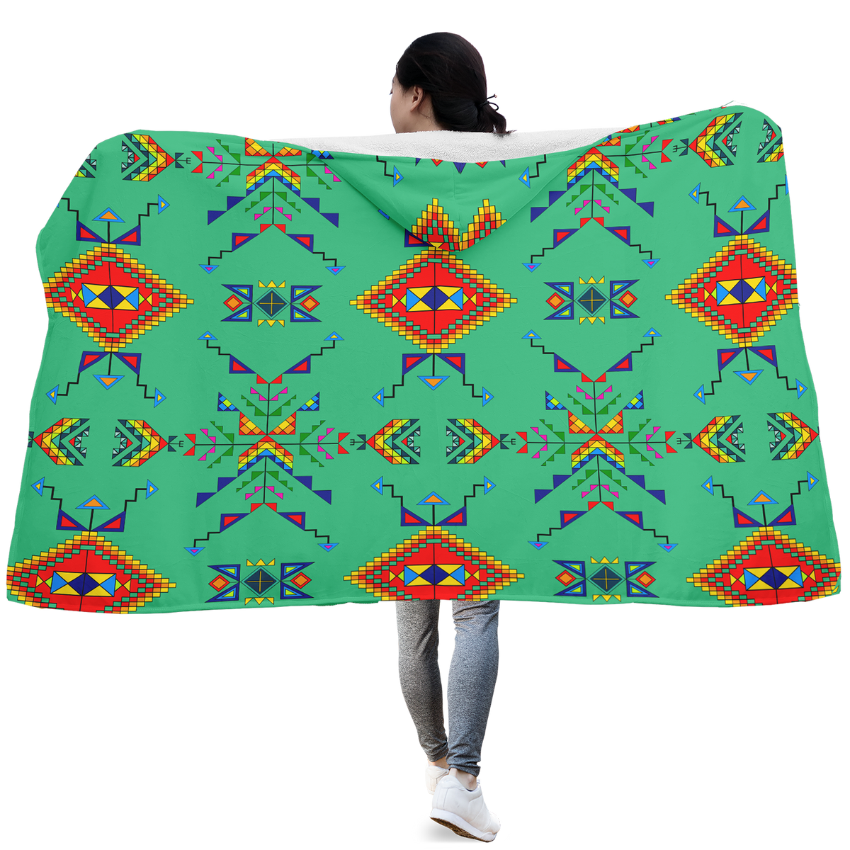 Buffalo Jump Sage Hooded Blanket