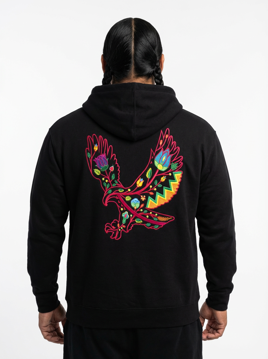 Floral Eagle Pullover Hoodie