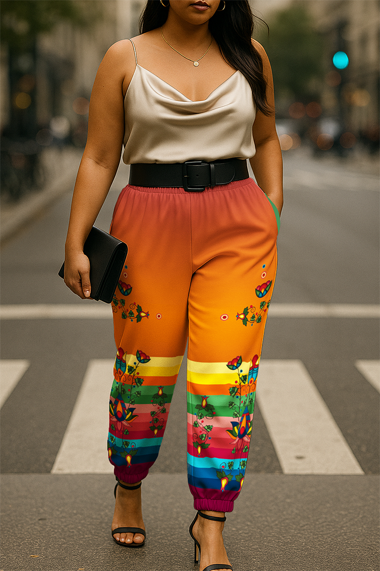 Spirit Bloom Floral Ribbon Jogger Pants