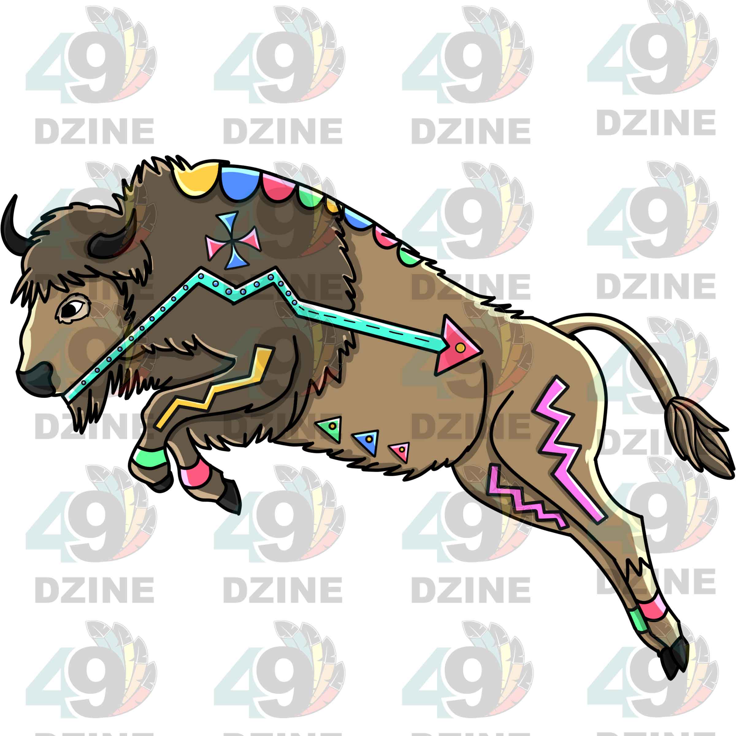 Buffalo 5 Colored UV Sticker