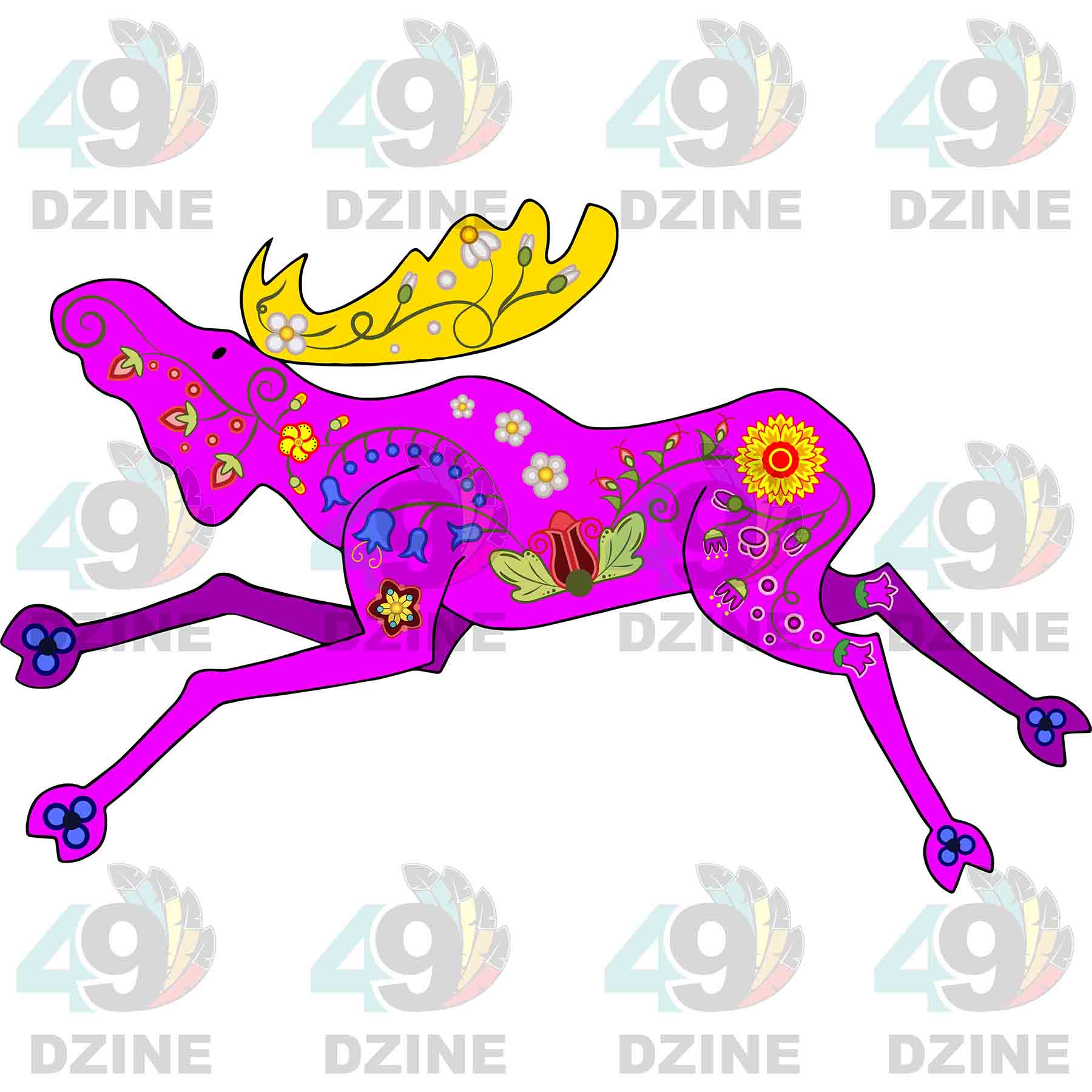 Floral Moose UV Sticker