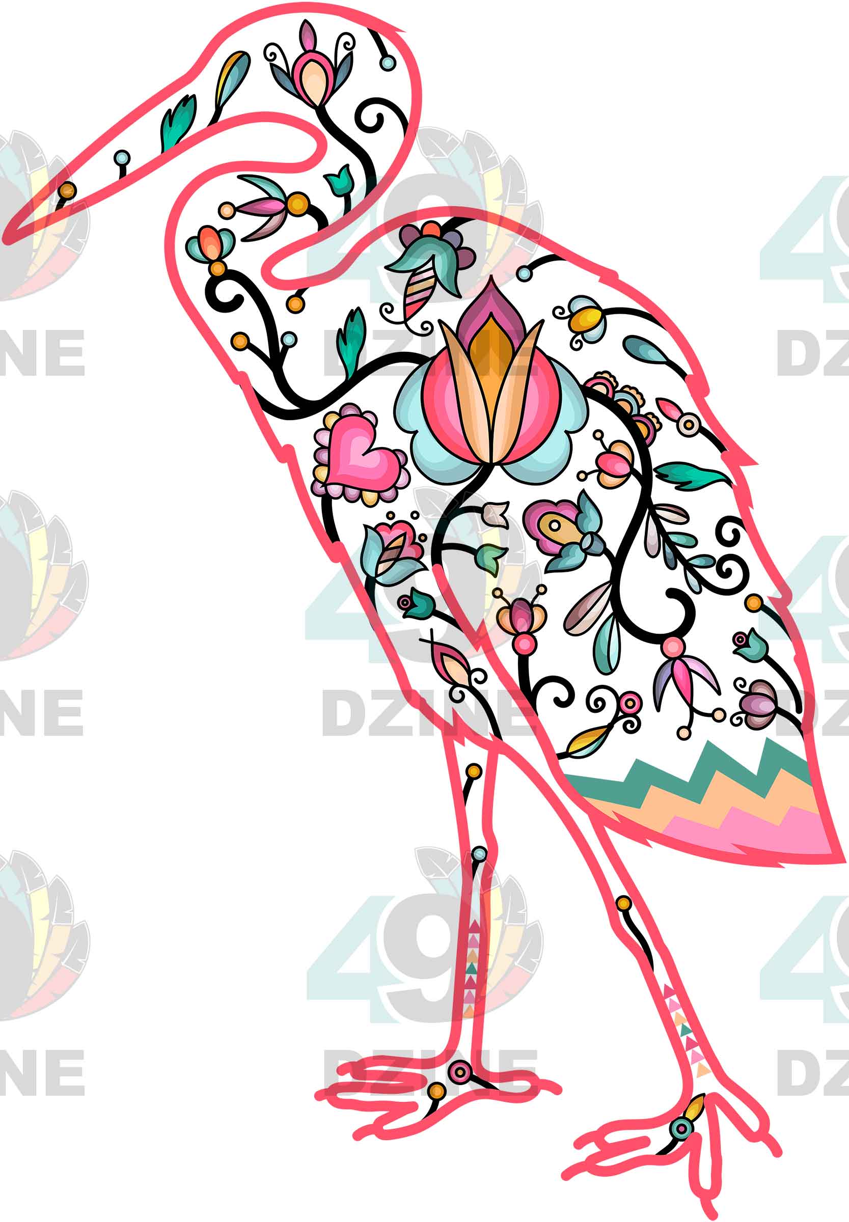 Heron Floral Animals 02 UV Sticker