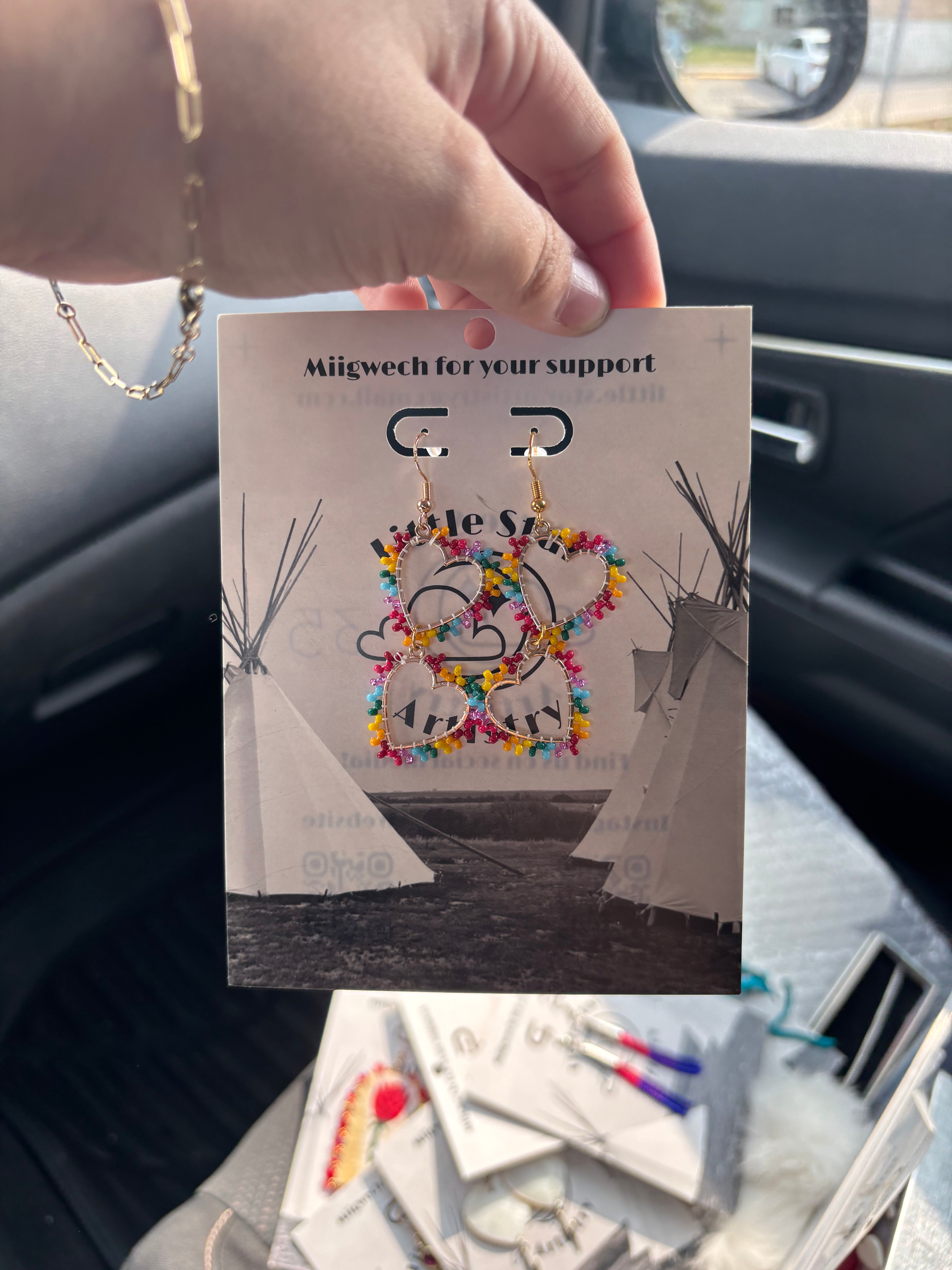 Dorienne Proulx Beaded Heart Earrings