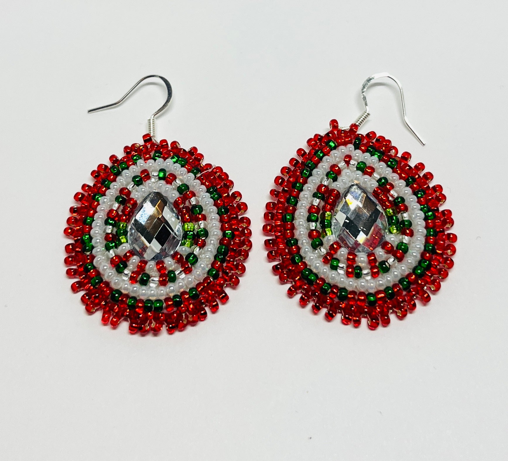 Brandon Swain Novlesky Red White Green Teardrop Earrings