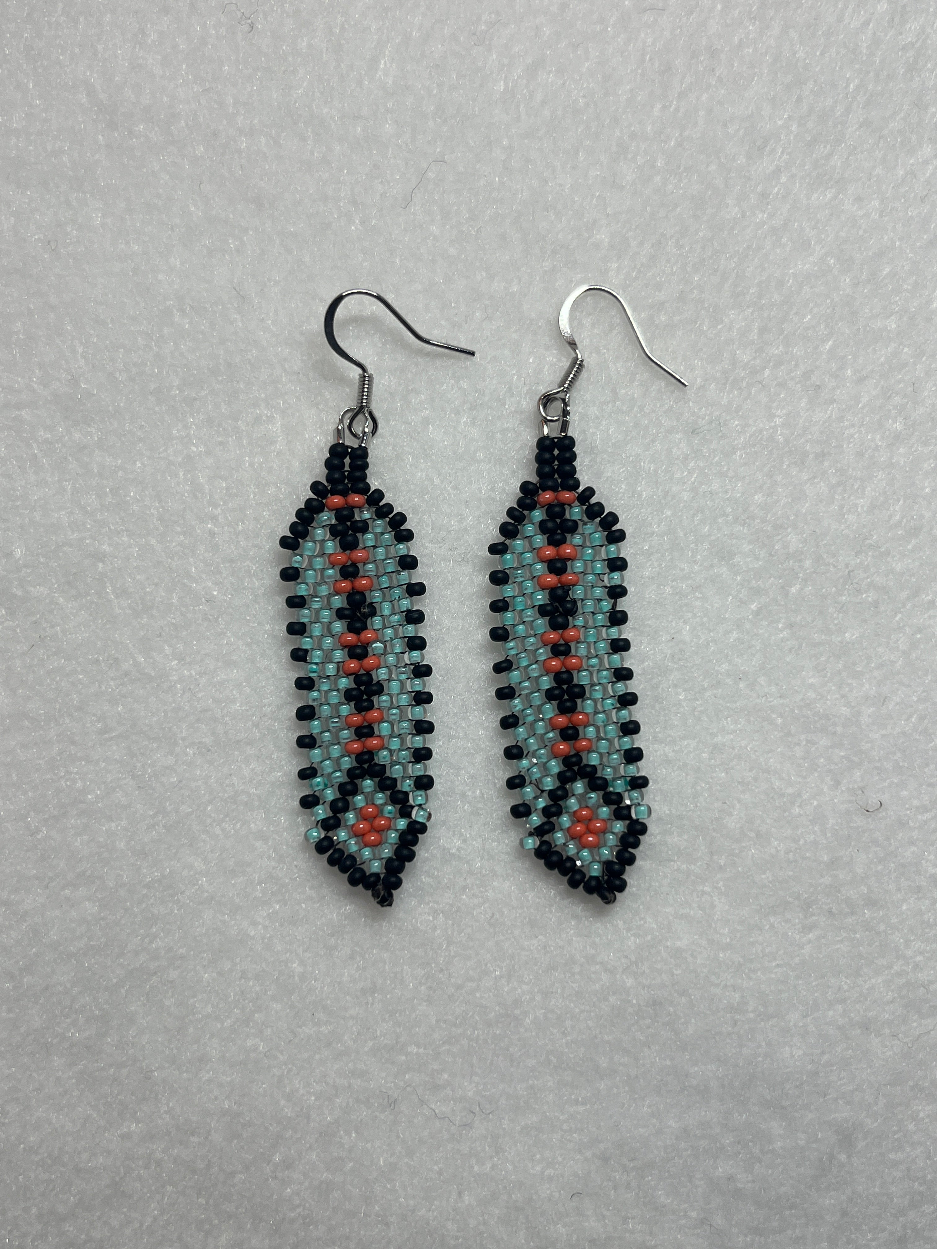 Brandon Swain Novlesky Teal Feather Earrings