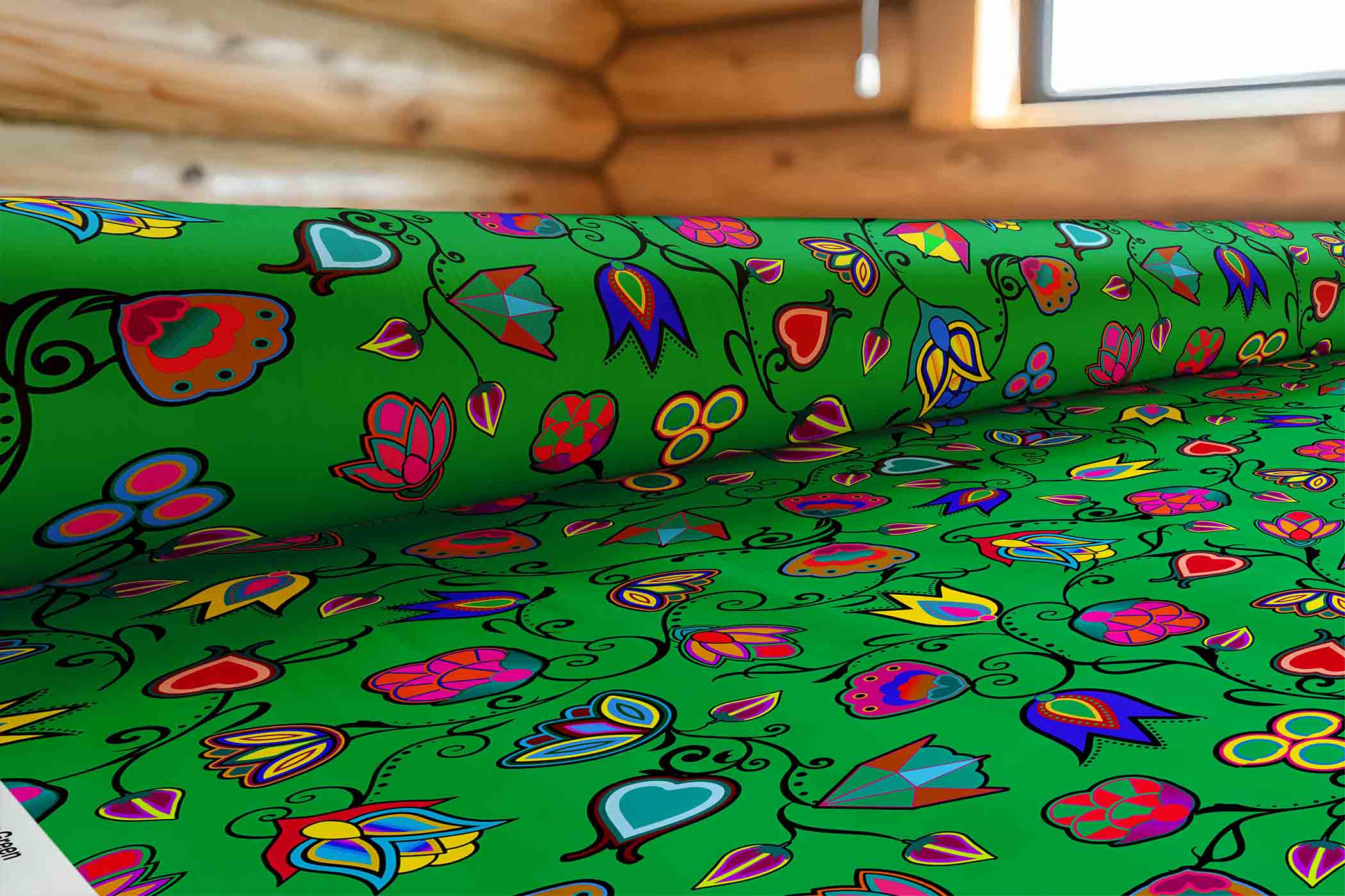Indigenous Paisley Green Cotton Poplin