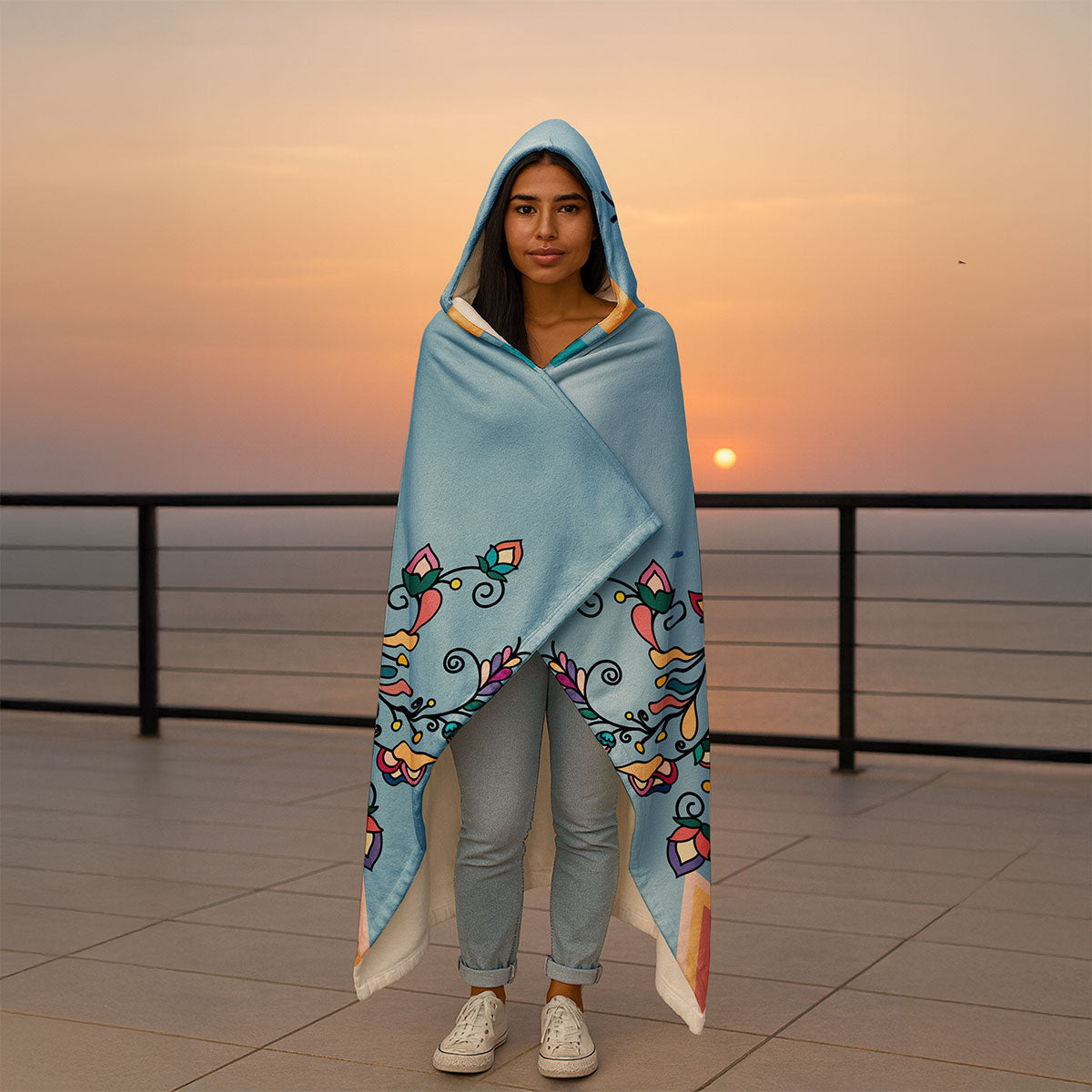 Guardian Petals Pastel Hooded Blanket
