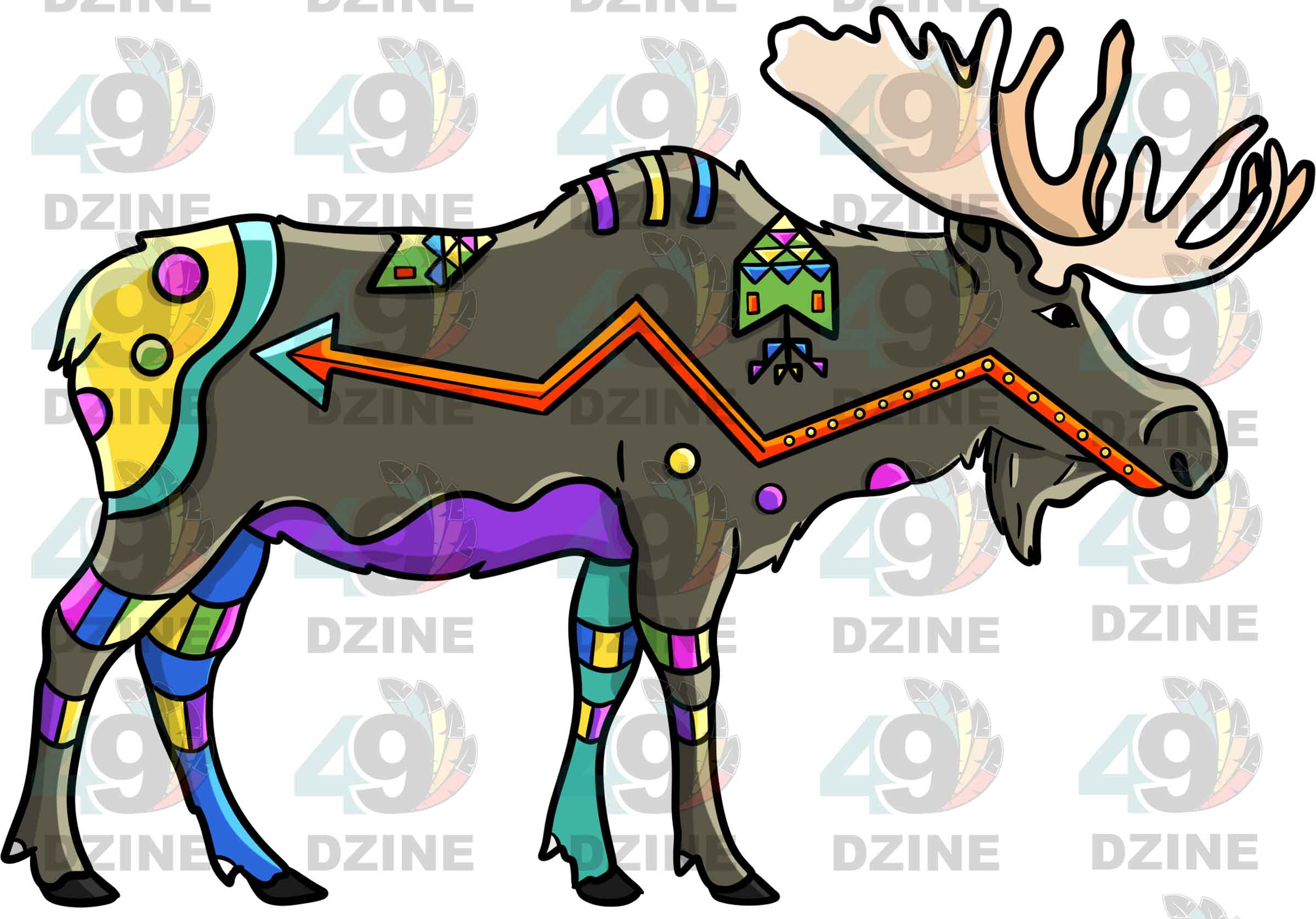 Moose 4 Colored UV Sticker