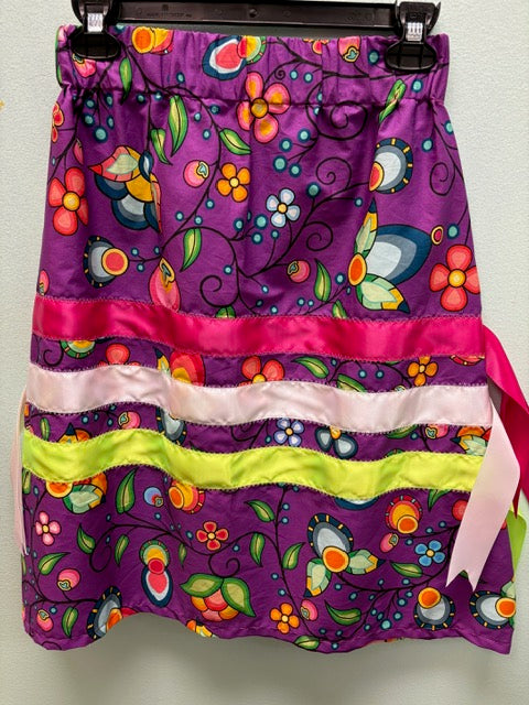 Floral Bounty Purple Kids Ribbon Skirt