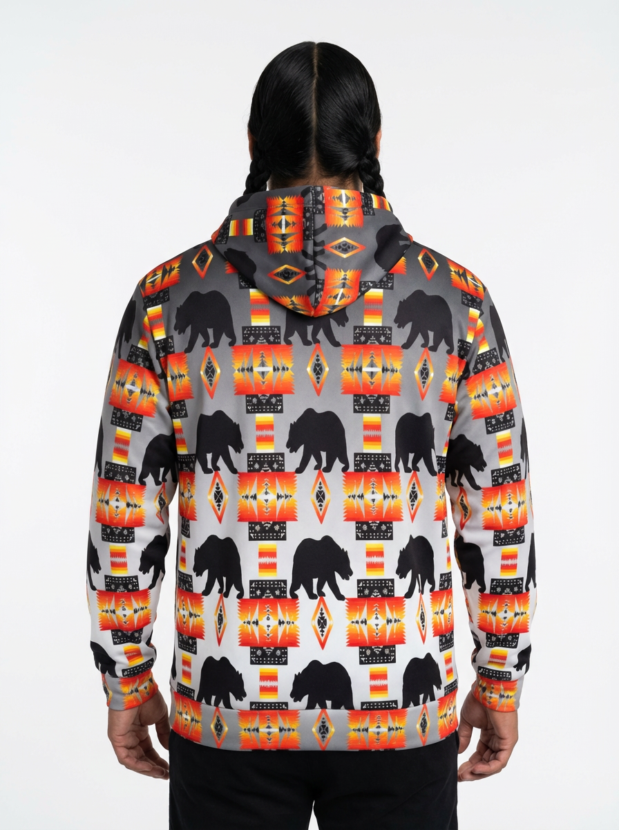 Bear Black and White Pullover Hoodie