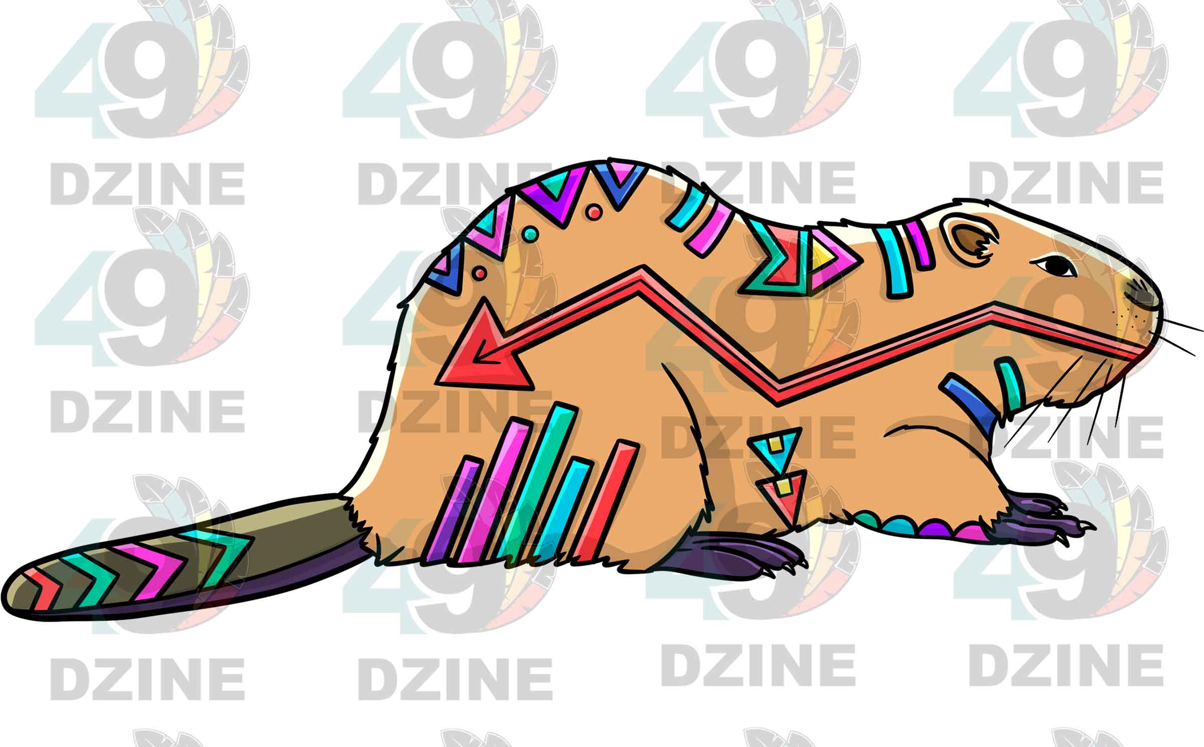 Beaver 4 Colored UV Sticker