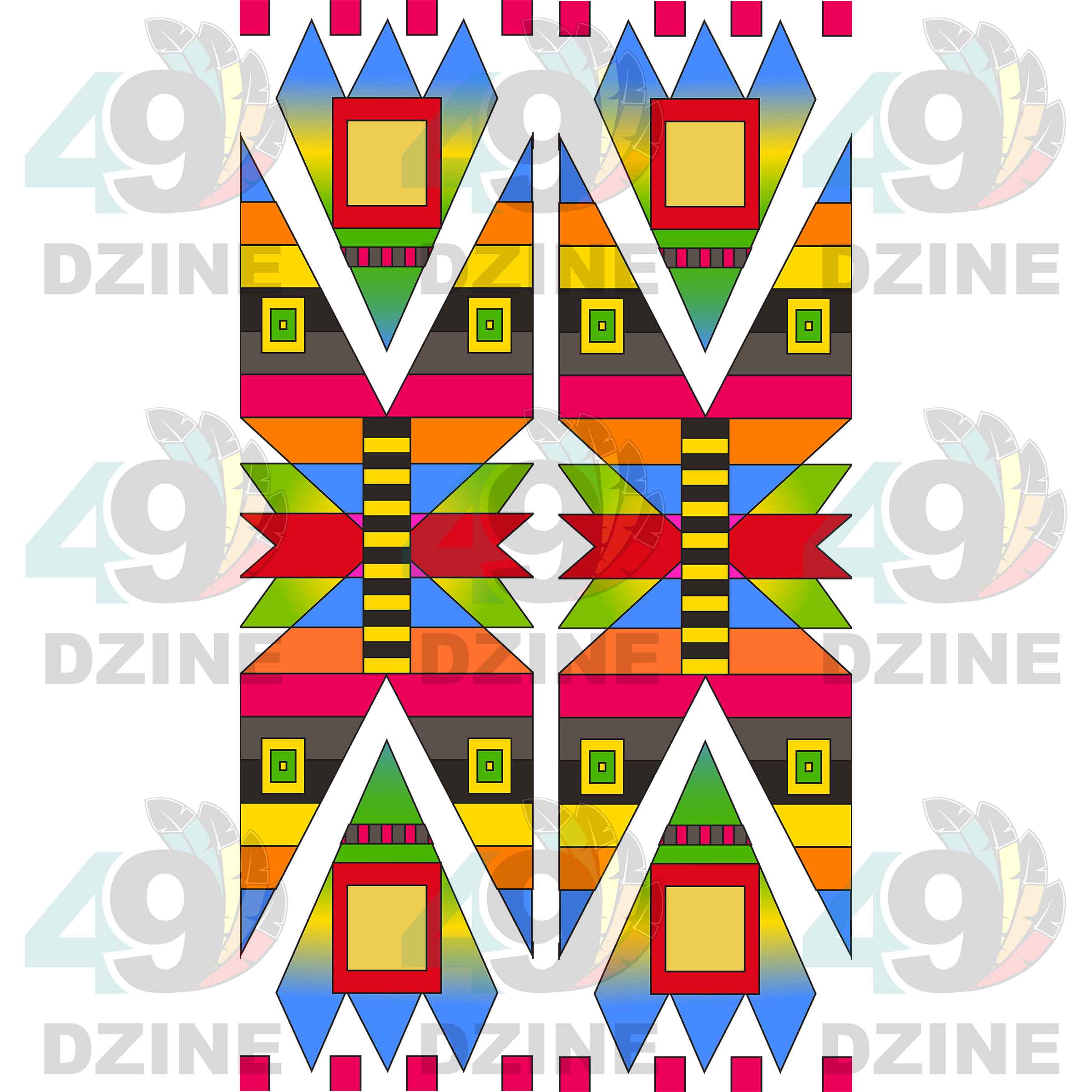 Fancy Dancer 15 with Geometric Design Two arm pieces Transfer (Various Sizes)