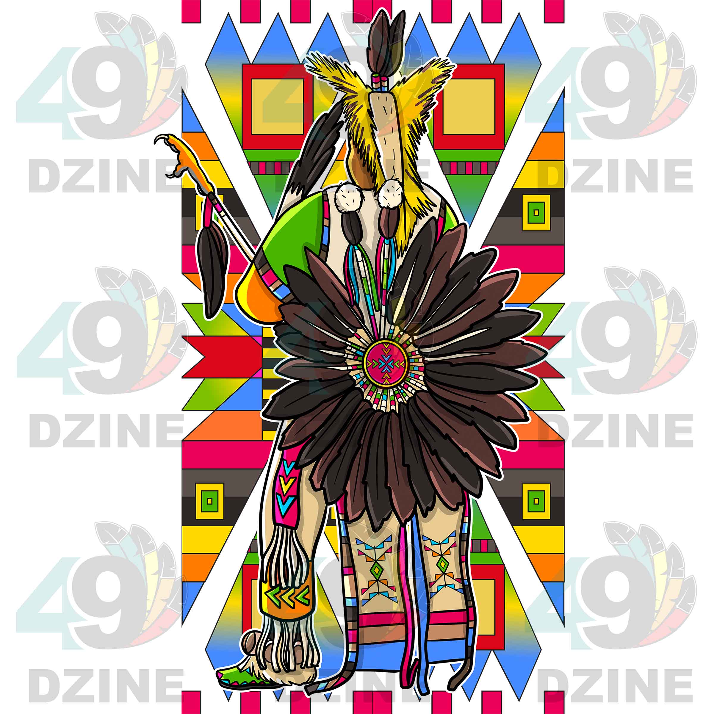 Fancy Dancer 15 with Geometric Design Transfer (Various Sizes)