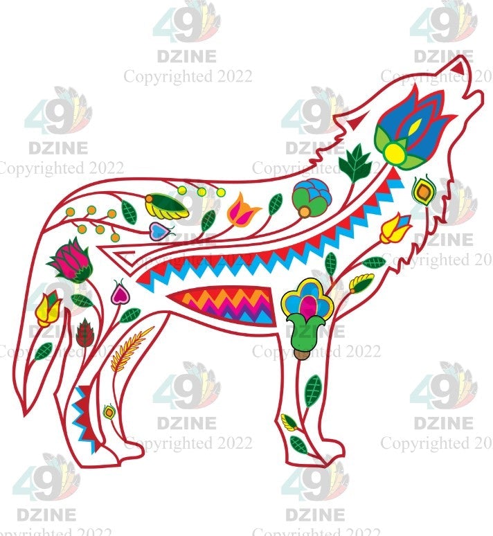 Floral Wolf Sticker