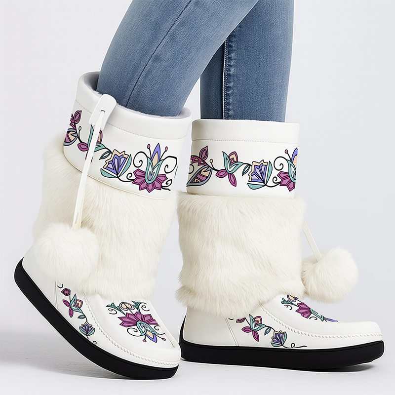 Moonlit Frost Real Leather MocLux Calf with Fur