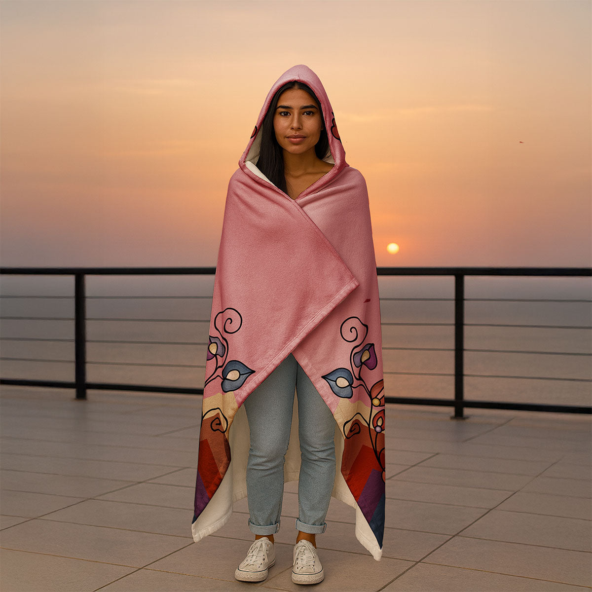 Ember Blossom Hooded Blanket