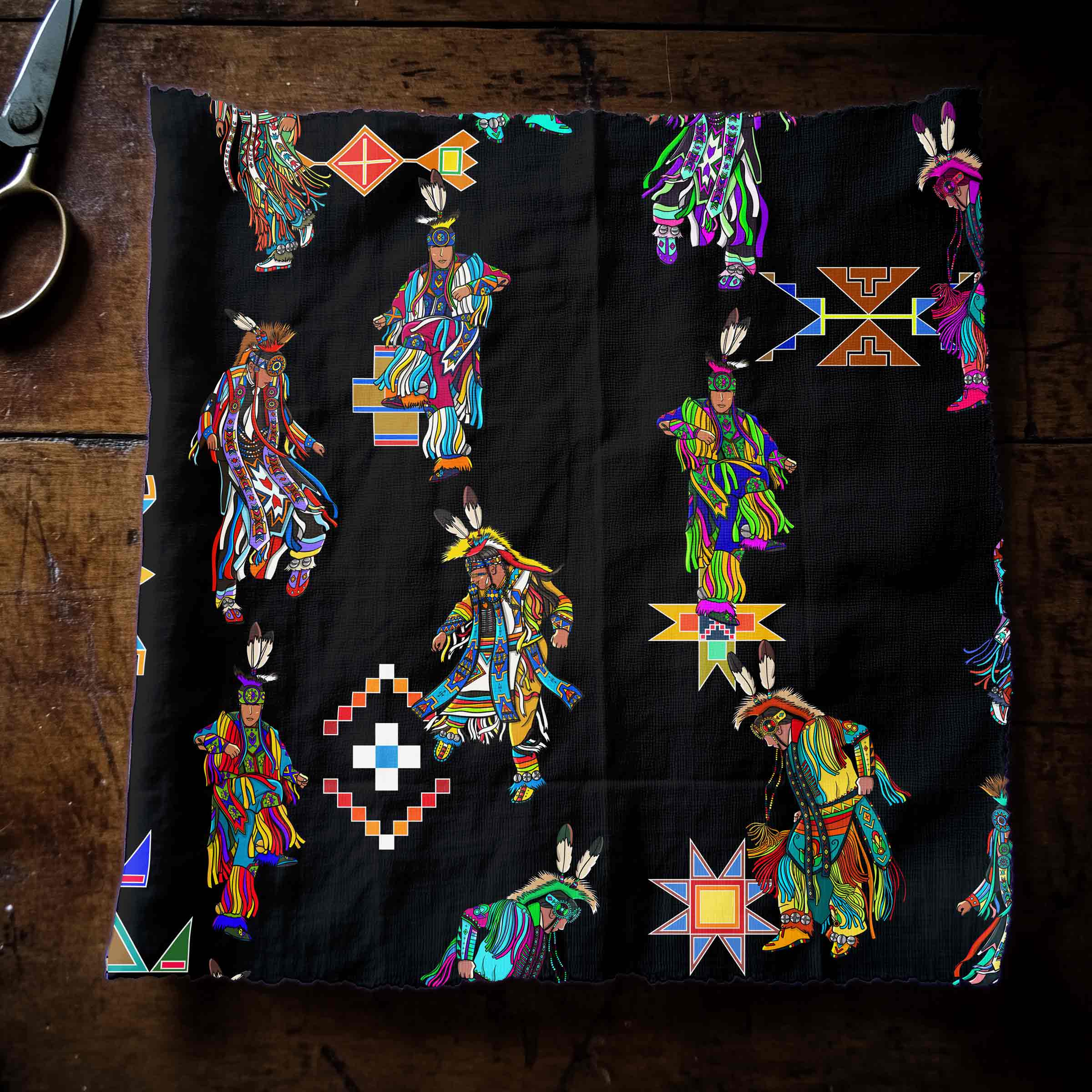 Men's Grass Dancers Black Small Cotton Poplin