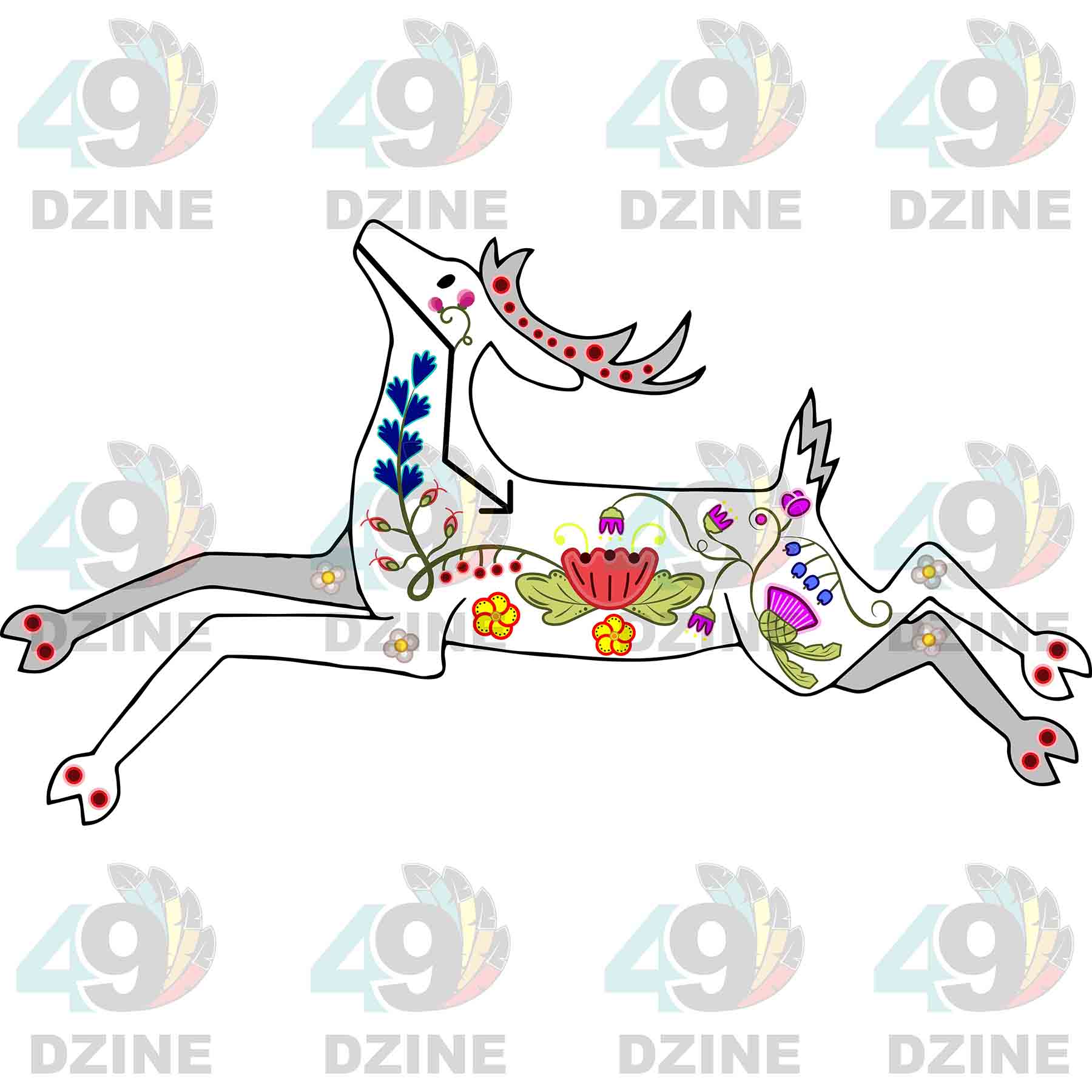Floral Deer White UV Sticker
