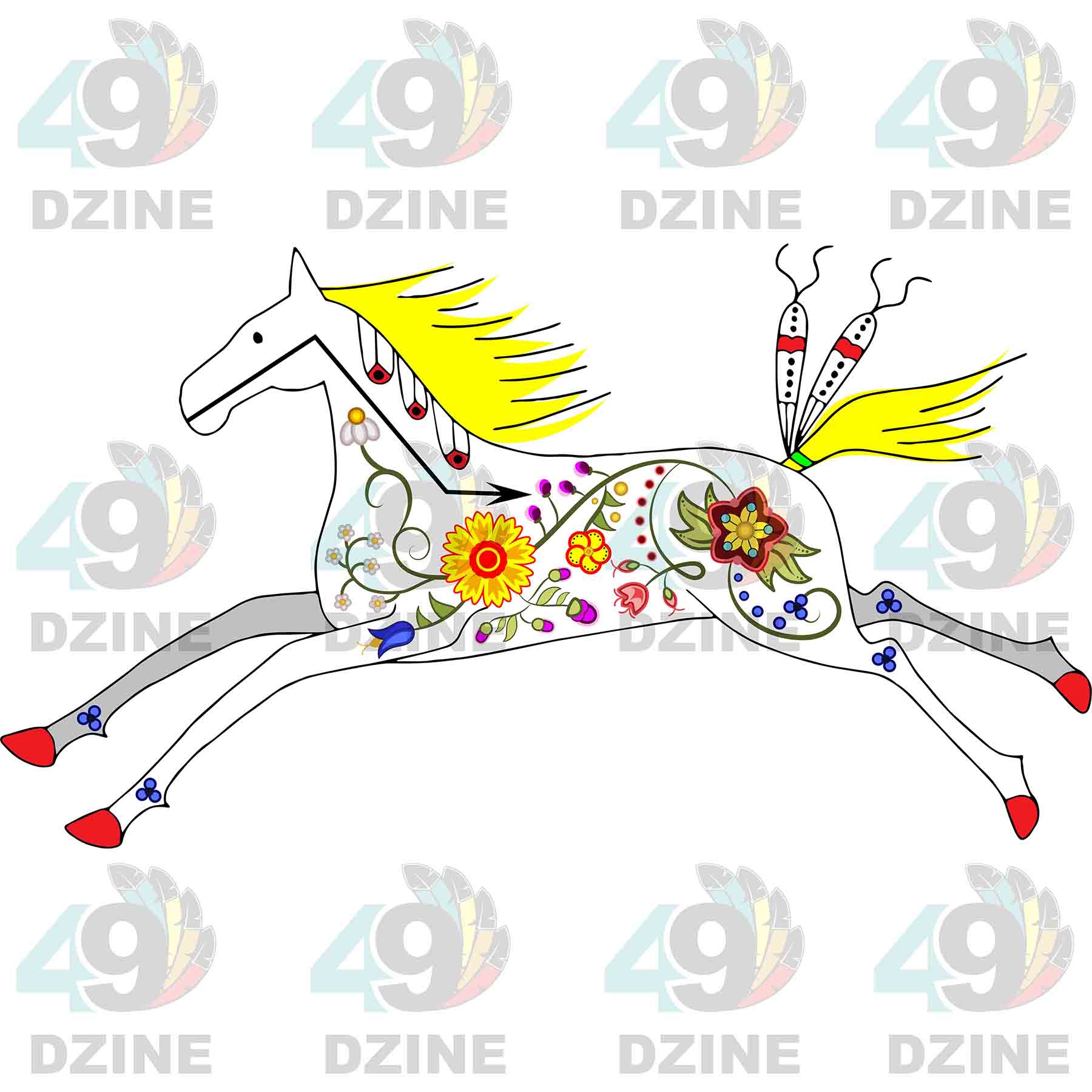 Floral Horse White UV Sticker